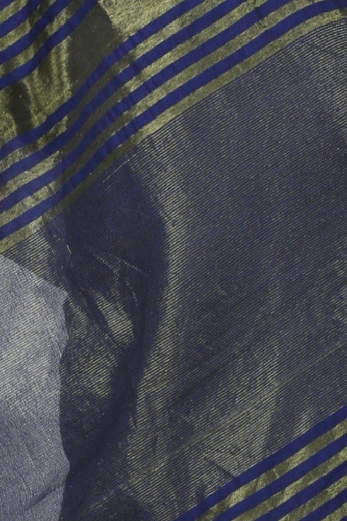 Dark Blue Blended Cotton Tama Hand Loom Saree (1201)